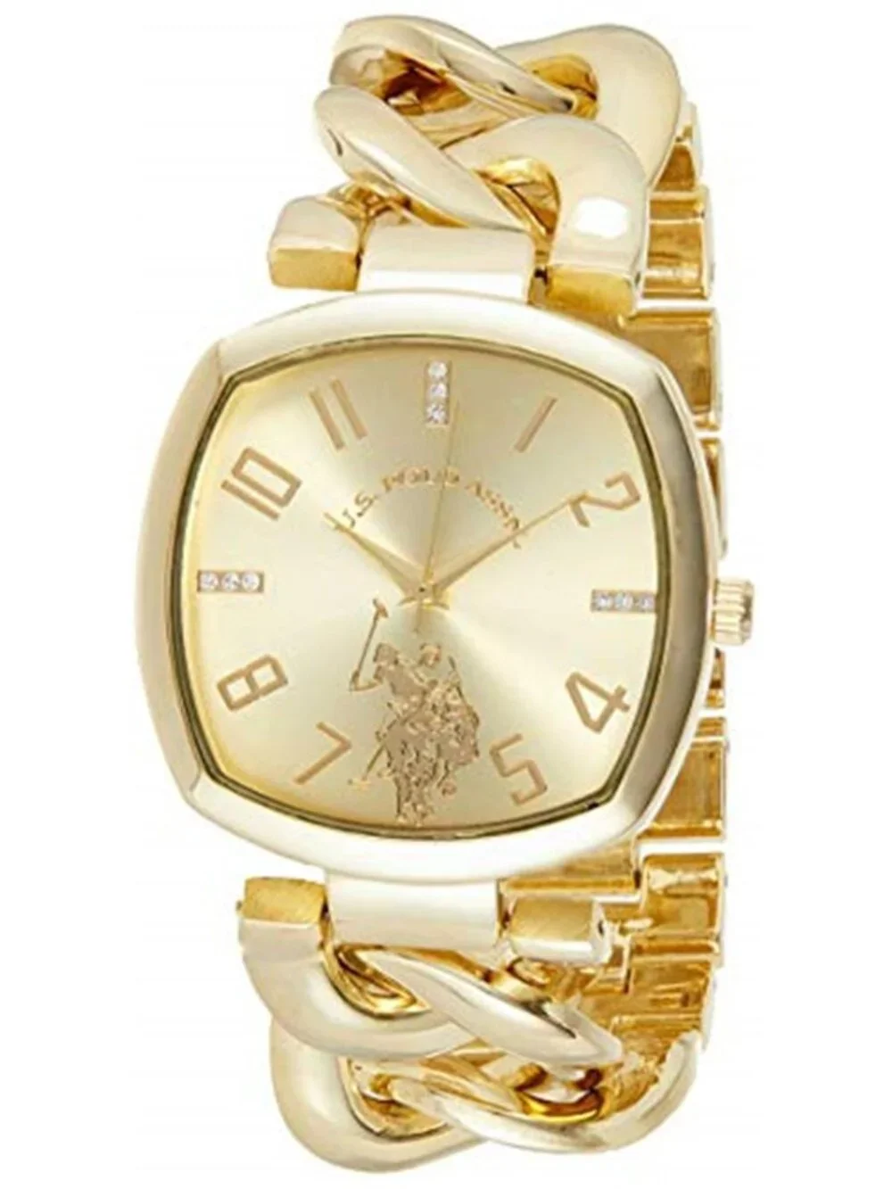 U.S. Polo Assn Women’s Gold-Tone Chain Bracelet Watch 38mm Square Case